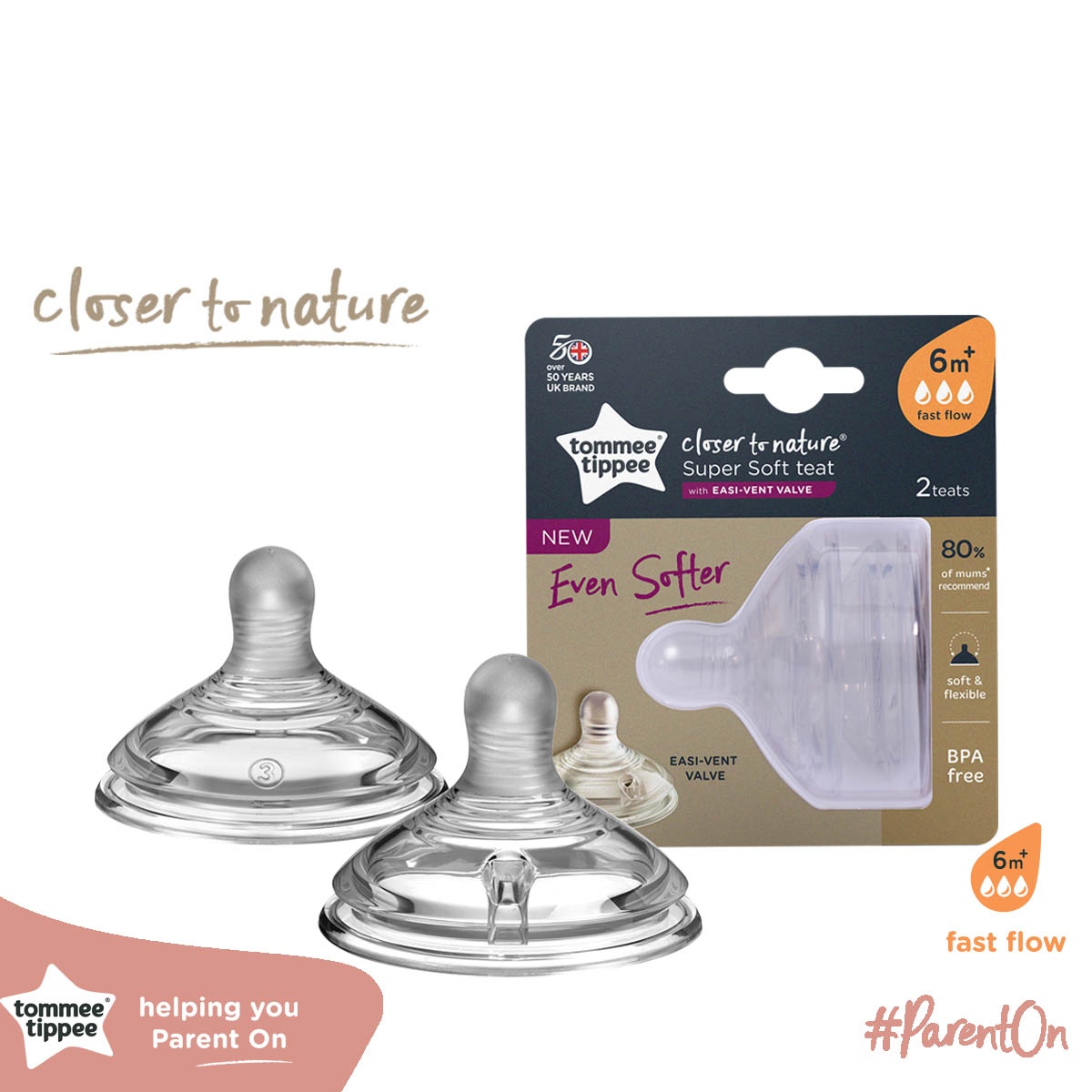 Núm ty Tommee Tippee silicon siêu mềm vỉ đôi cho bé từ 6m hình 1