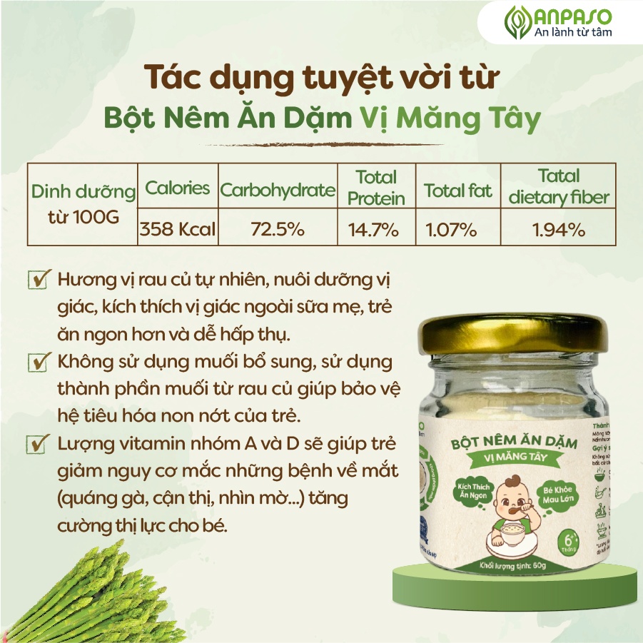 Bột nêm ăn dặm Anpaso vị măng tây 60g hình 4