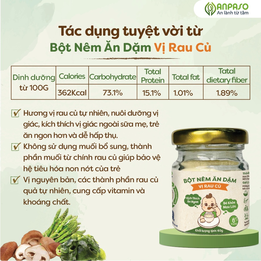 Bột nêm ăn dặm Anpaso vị rau củ 60g hình 4