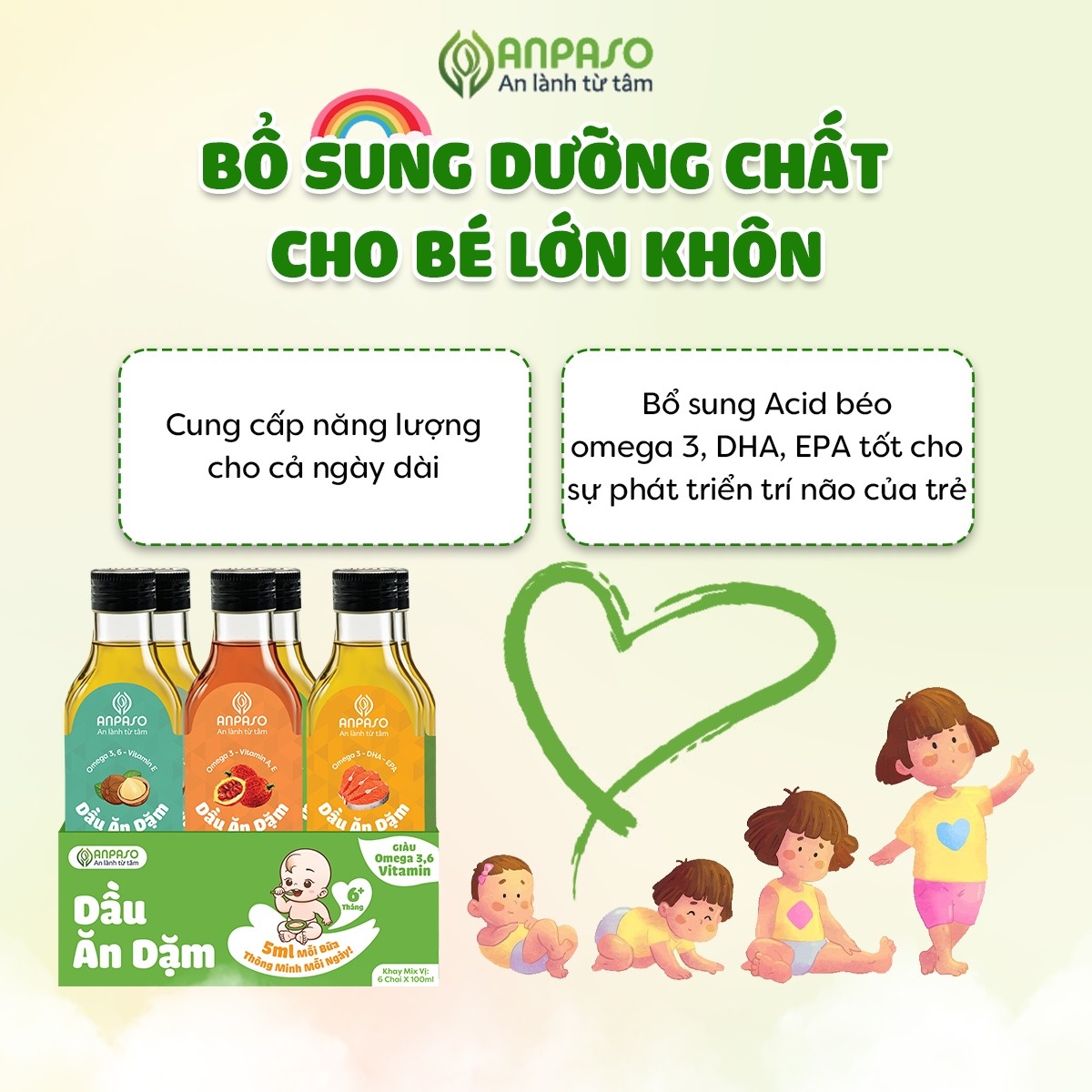 Công dụng nội bật của dầu ăn dặm Anpaso 100ml