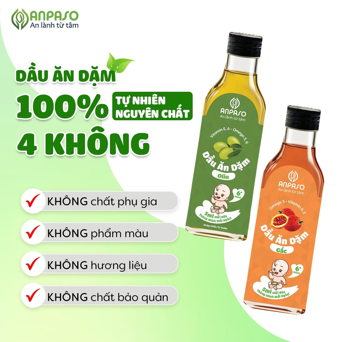 Dầu ăn dặm gấc Anpaso 100ml với 100% nguyên liệu tự nhiên