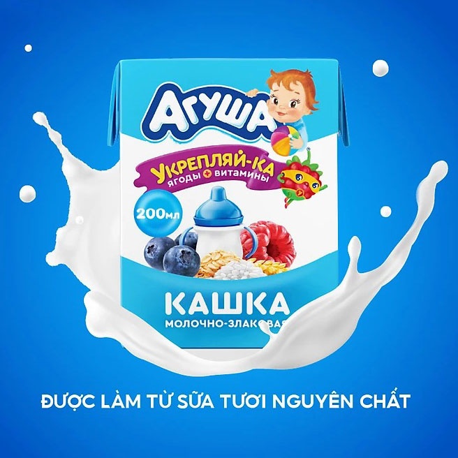 Thành phần sữa ngũ cốc việt quất, mâm xôi và táo Agusha 200ml