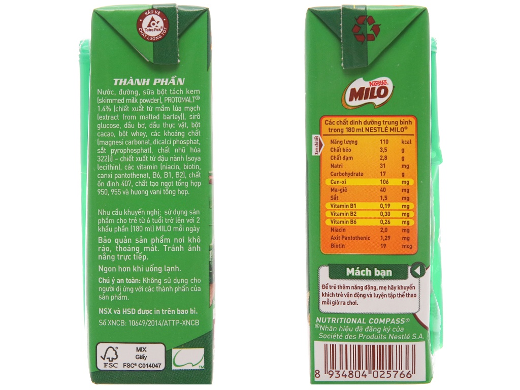 Lốc 4 hộp sữa Milo Active Go 180ml cho bé trên 6 tuổi hình 4