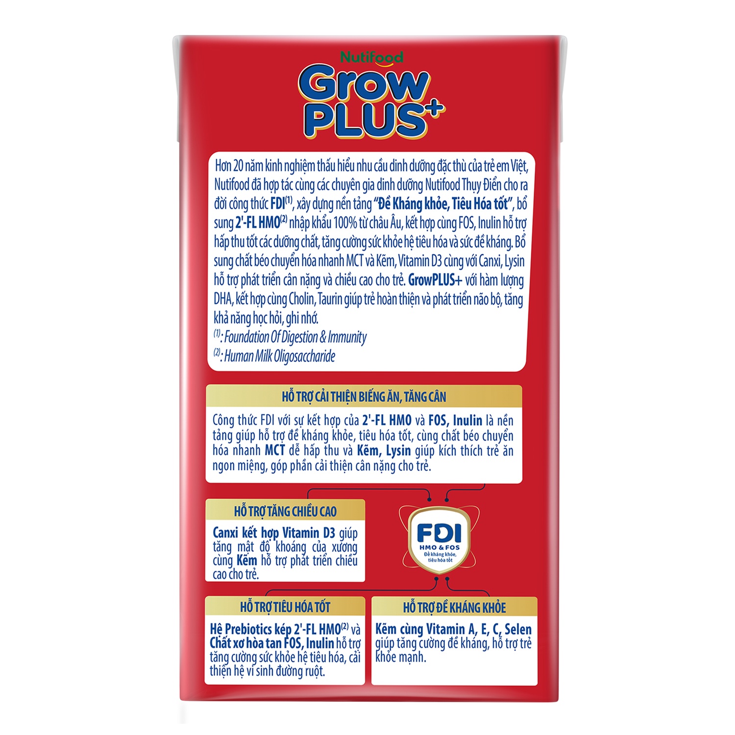 Sữa dinh dưỡng pha sẵn Nutifood GrowPlus+ Đỏ ít đường  4*110ml