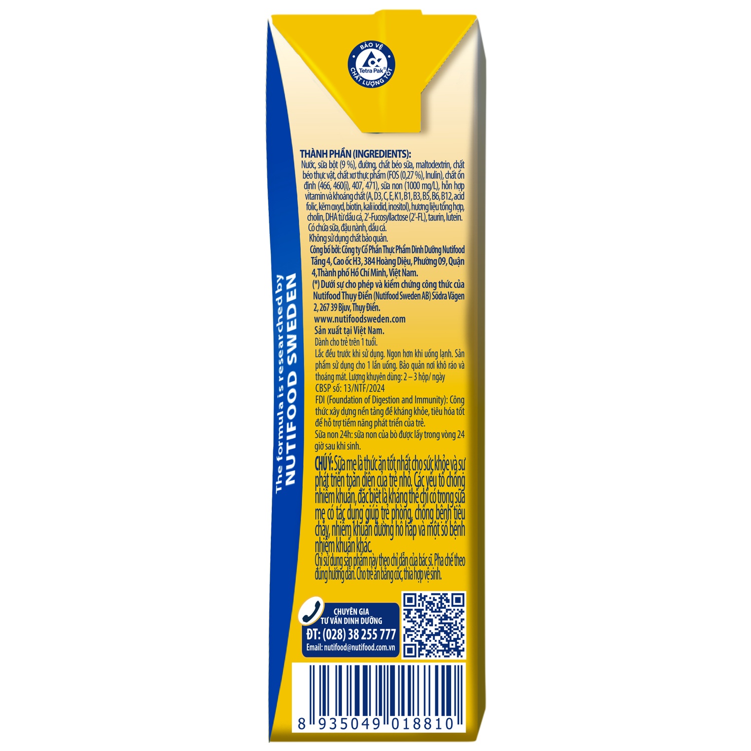 Sữa dinh dưỡng pha sẵn Nutifood GrowPlus+ Vàng  4*180ml hình 3