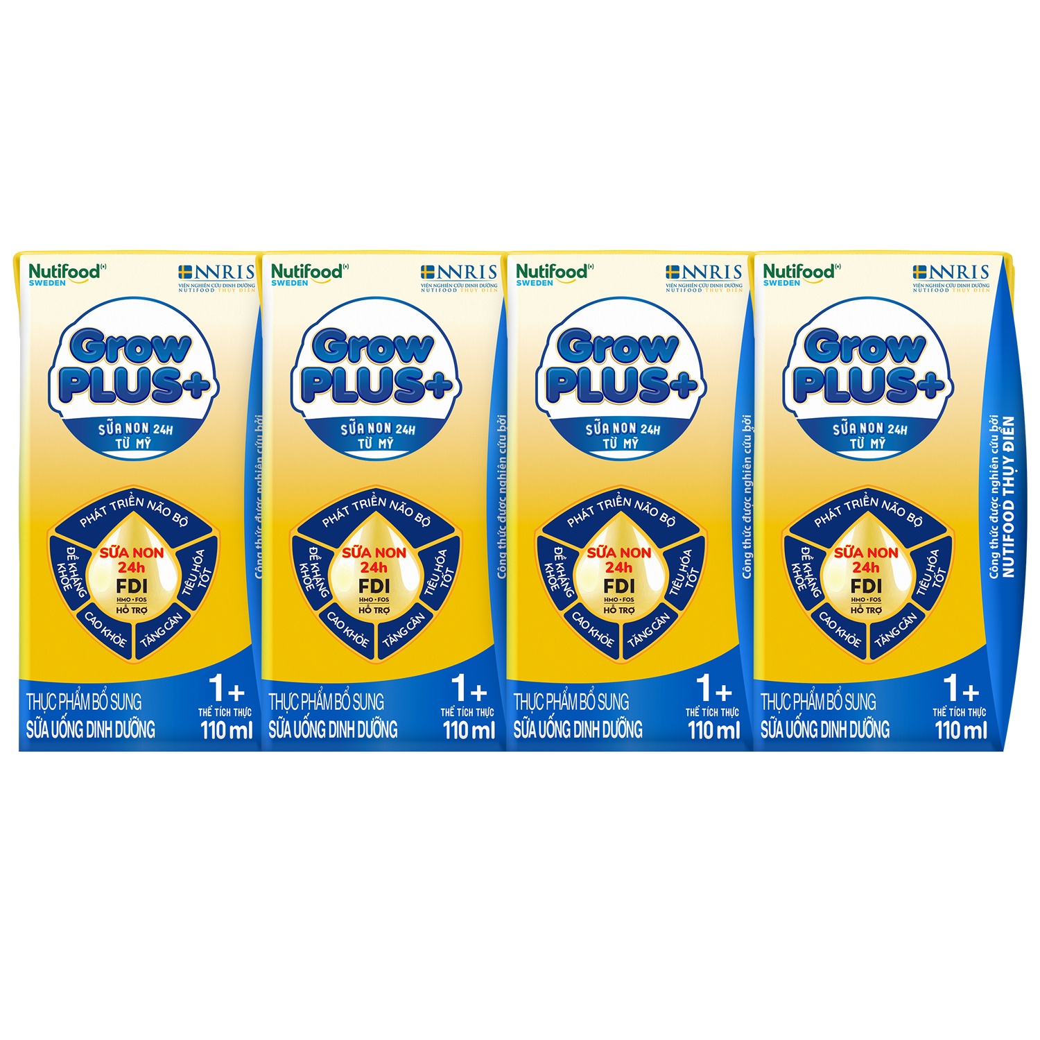 Sữa pha sẳn Nutifood GrowPlus+ Vàng 4*110ml