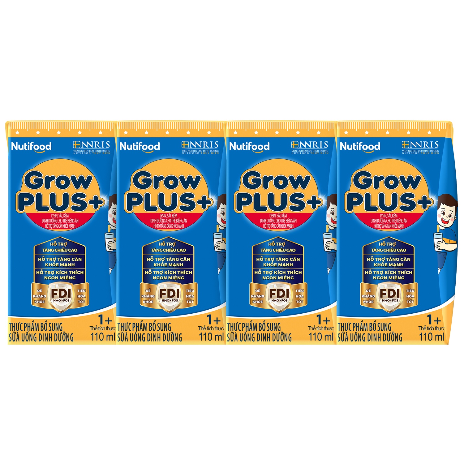 Sữa pha sẳn Nutifood GrowPlus+ Xanh 4*110ml hình 1