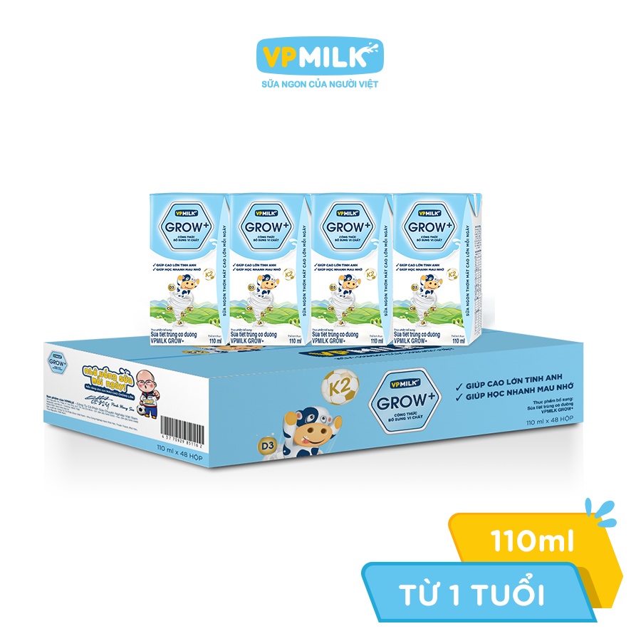 Sữa tiệt trùng có đường VPmilk Grow+ 4x110ml
