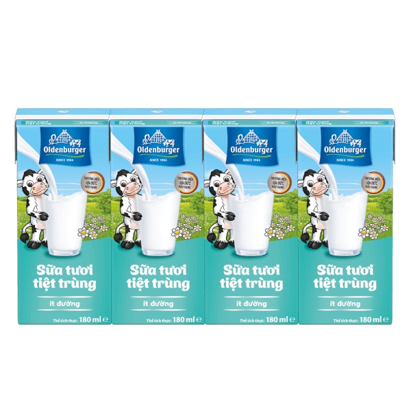 Sữa tươi tiệt trùng ít đường Oldenburger 4x180ml hình 1