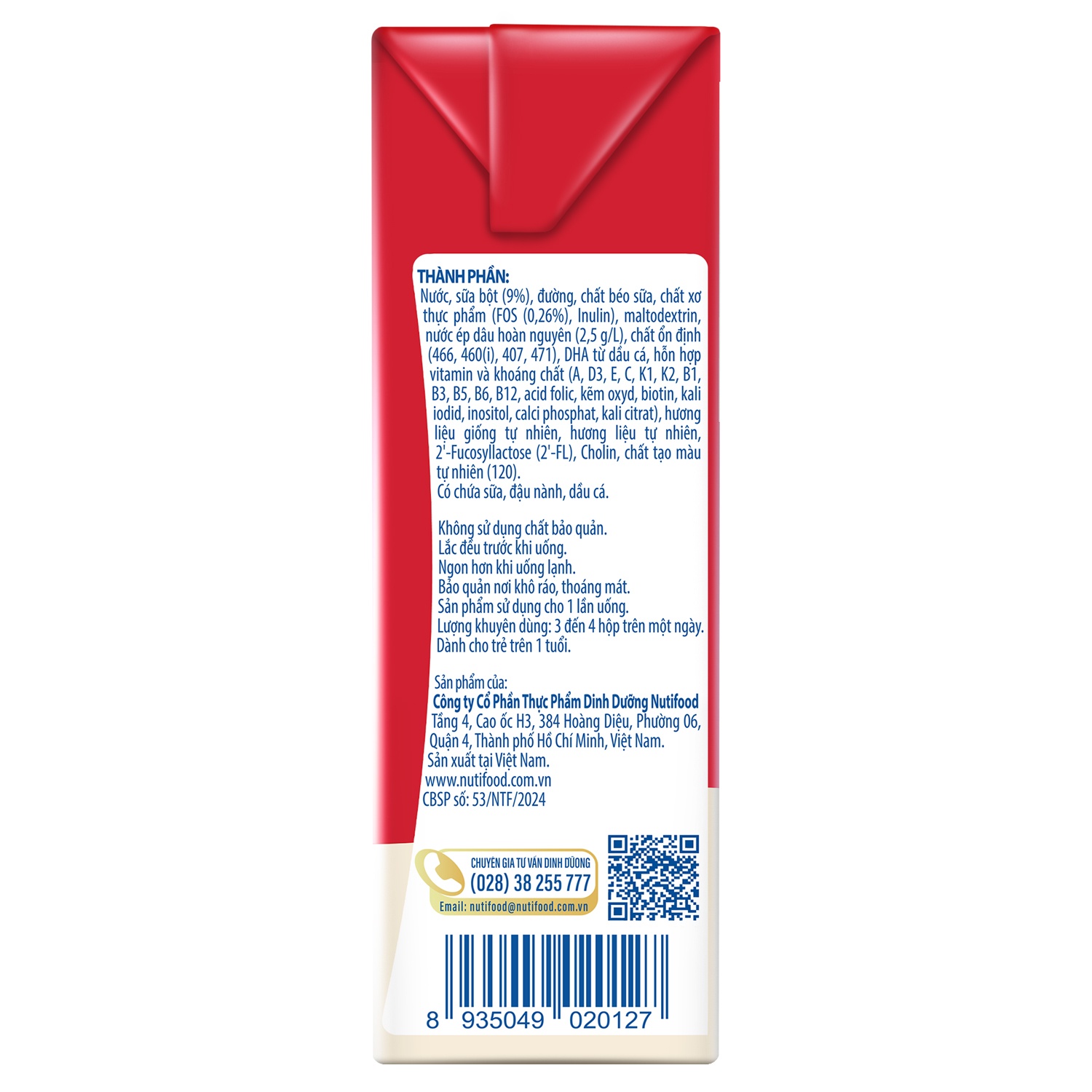 Sữa uống dinh dưỡng Nutifood Grow Plus vị dâu sữa 4x110ml hình 2