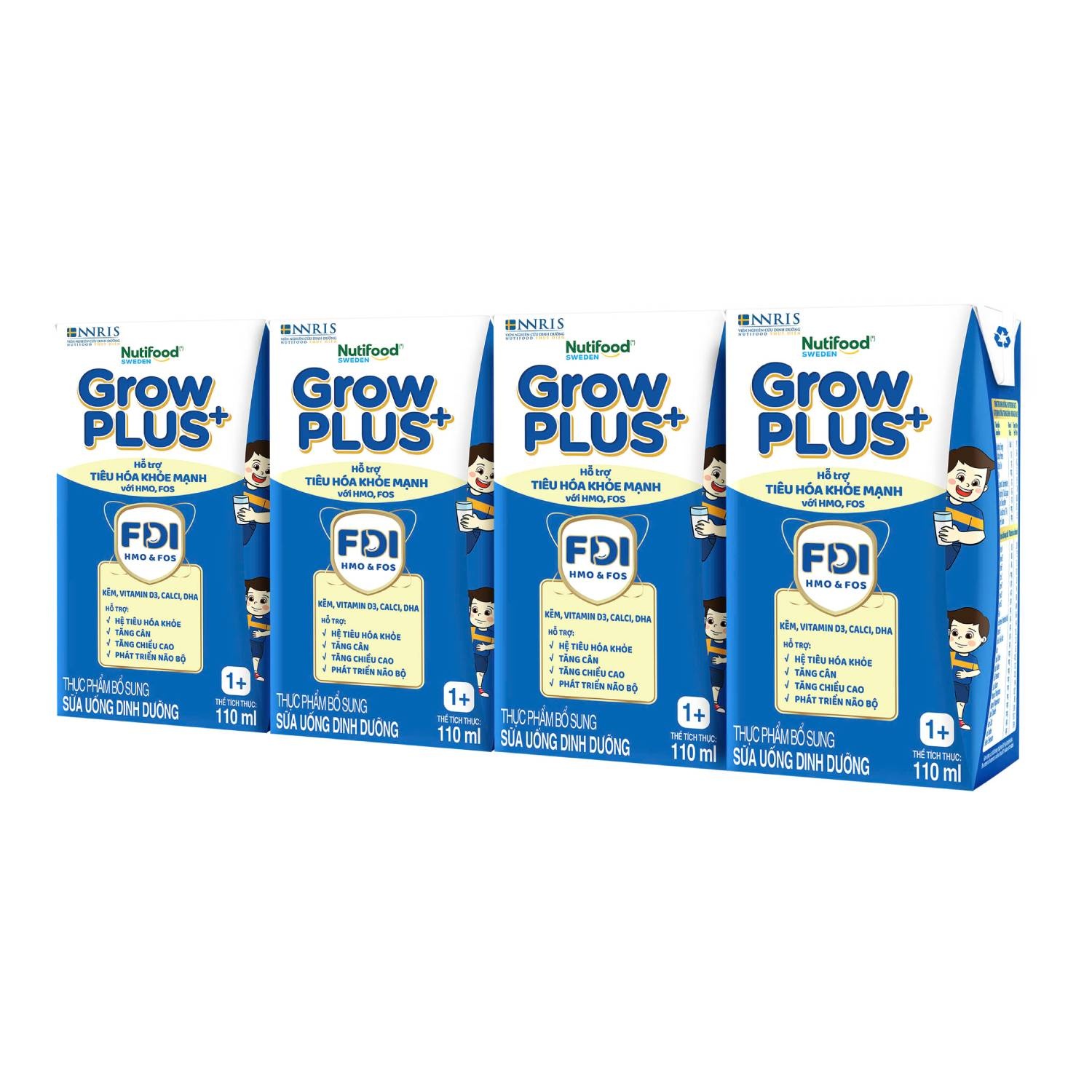 Sữa uống dinh dưỡng Nutifood GrowPlus+ Boosting Digestion 4*110ml
