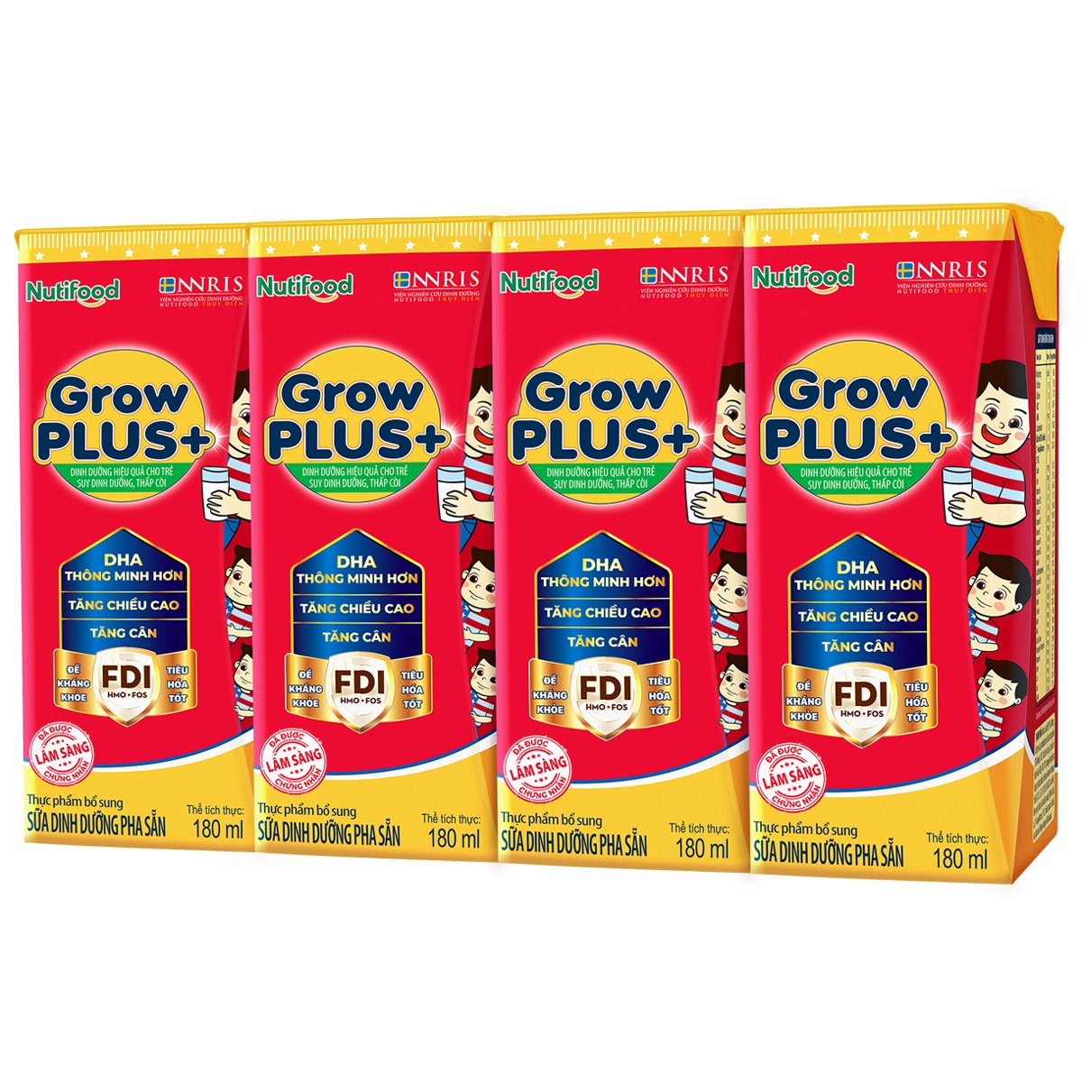 Sữa Uống Dinh Dưỡng Nutifood GrowPlus+ Đỏ (4x180ml)