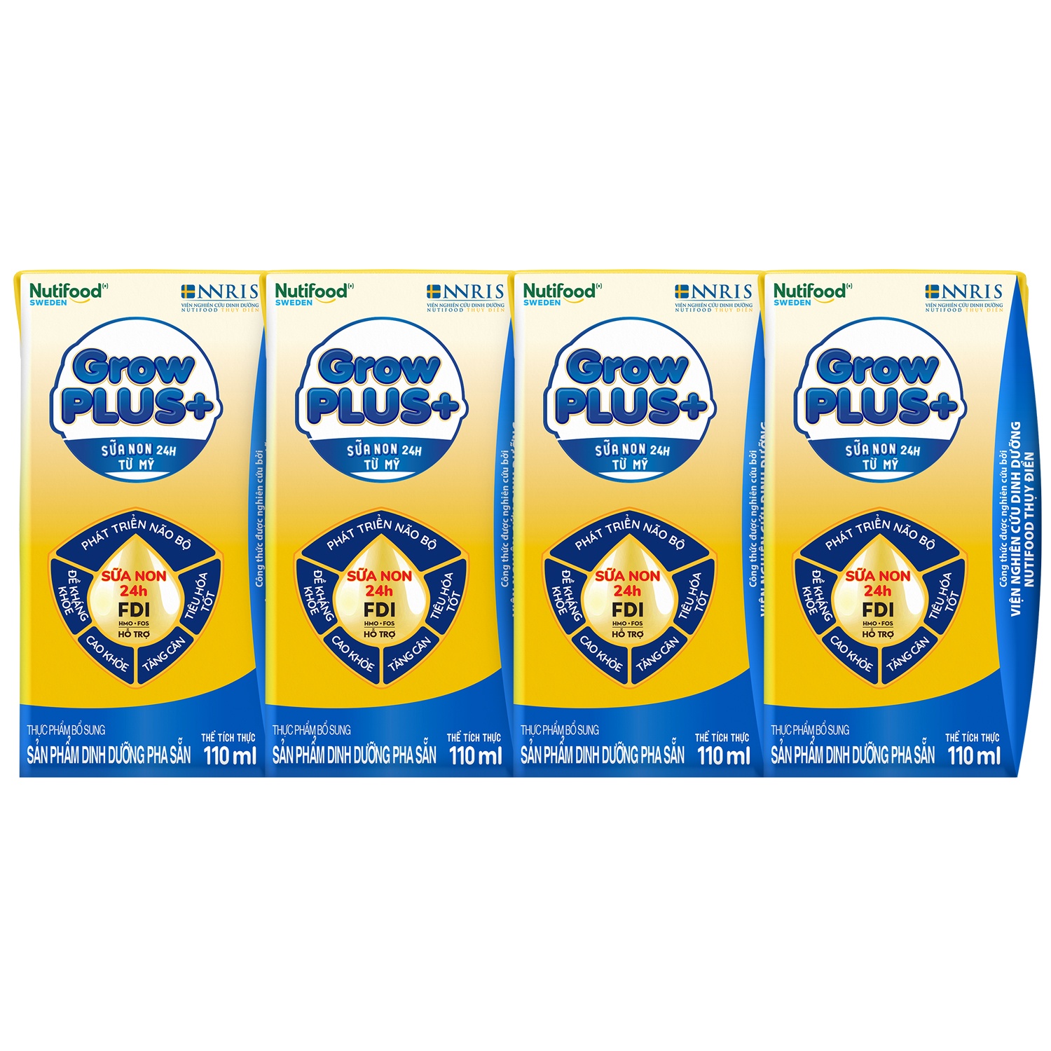 Sữa uống dinh dưỡng Nutifood GrowPLUS+ 2Y+ 4*110ml (Vàng) hình 1