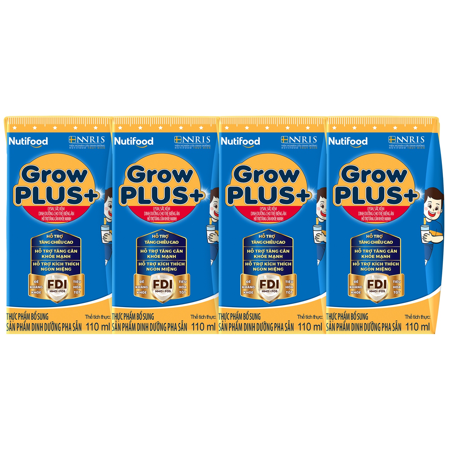 Sữa uống dinh dưỡng Nutifood GrowPlus+ Xanh 2Y+ (4x110ml) hình 1