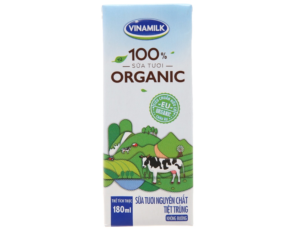 Sữa tươi tiệt trùng không đường Vinamilk Organic 4*180ml hình 1