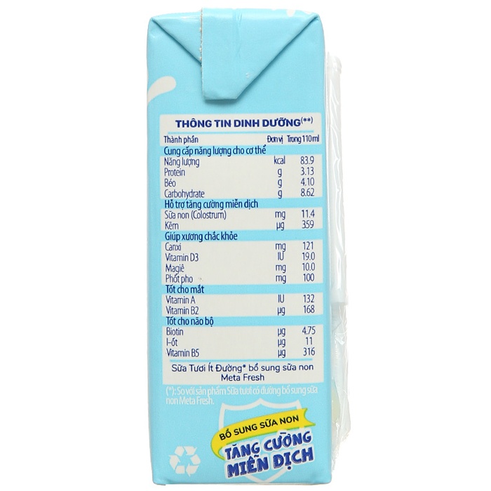 Sữa tươi ít đường Nutricare MetaFresh 4x110ml hình 2
