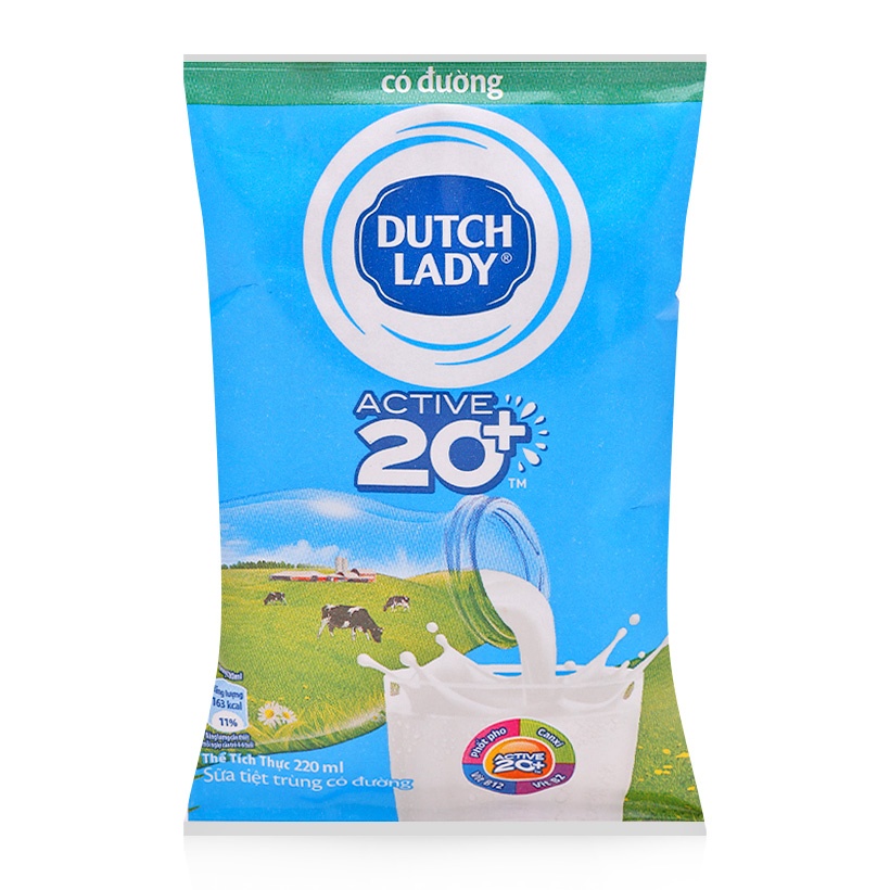 Sữa tươi tiệt trùng có đường Active 20+ Dutch Lady 220ml hình 3
