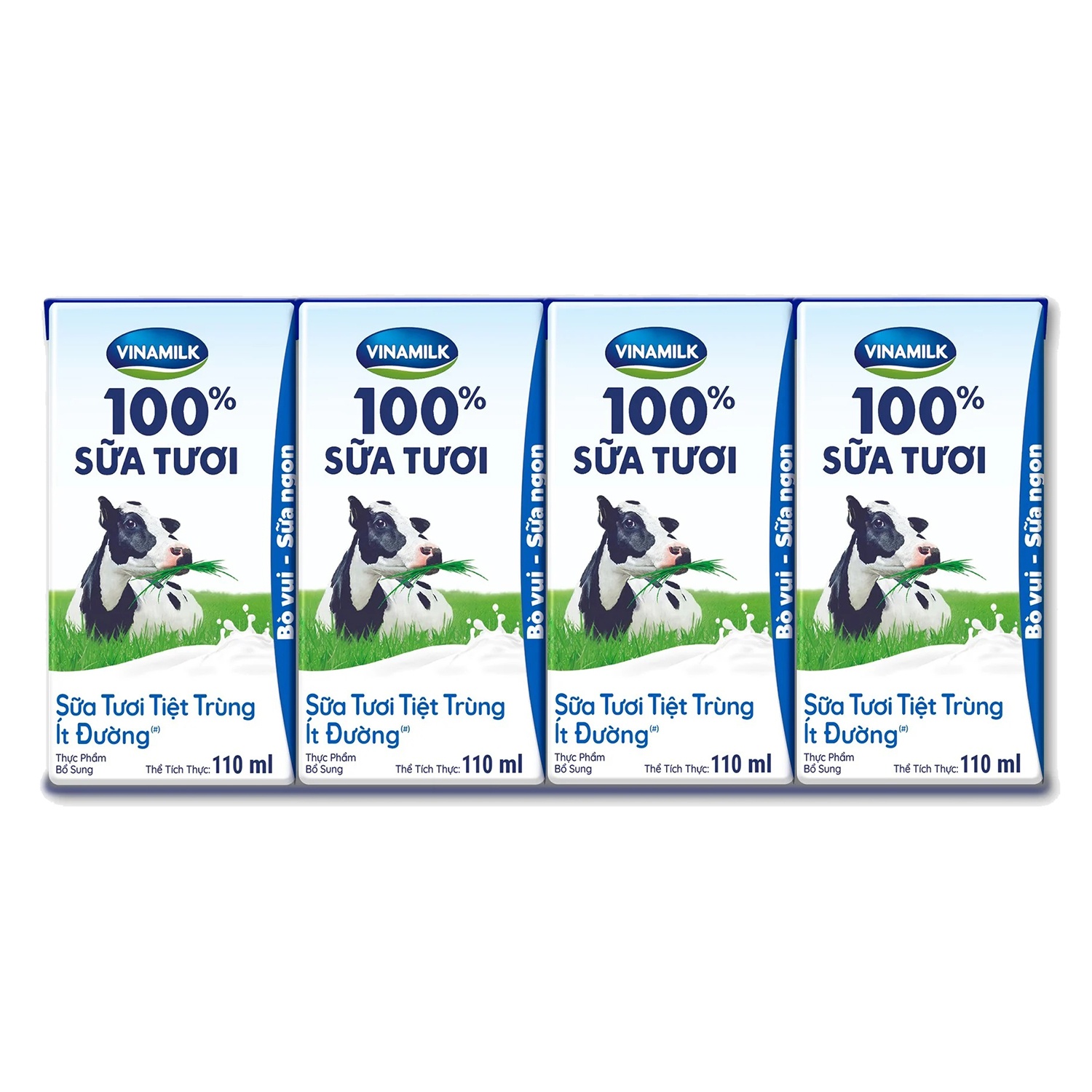 Sữa tươi tiệt trùng ít đường Vinamilk (4*110ml) dành cho trẻ trên 1 tuổi hình 1