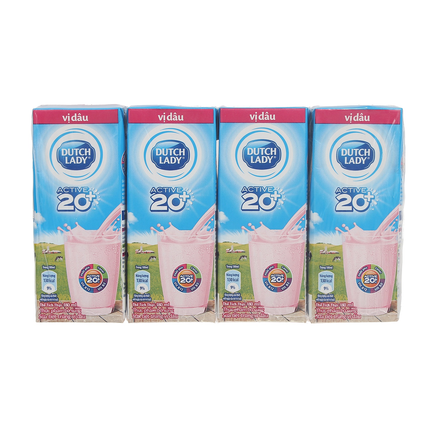 Sữa tươi tiệt trùng vị dâu Active 20+ Dutch Lady 180ml hình 2
