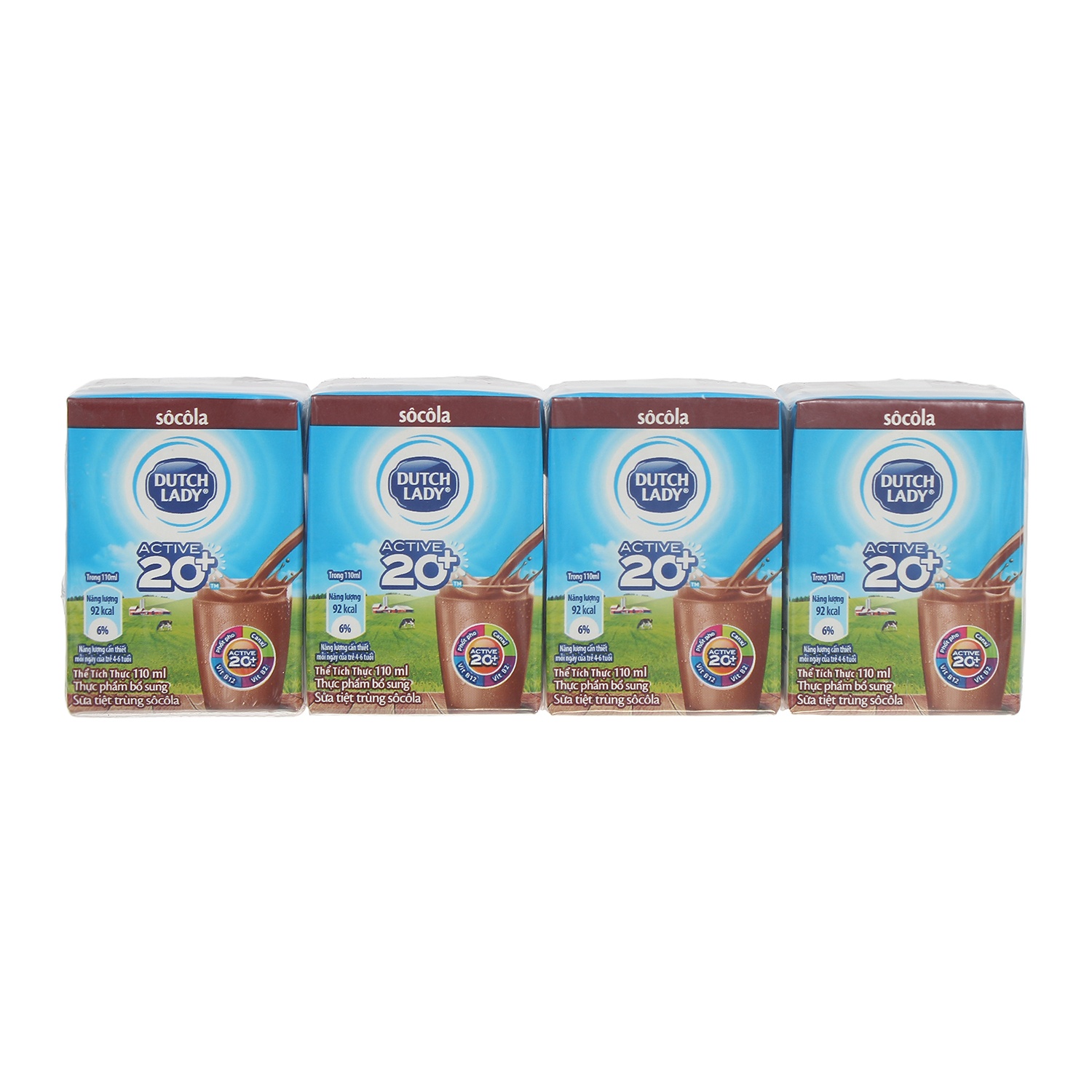 Sữa tươi tiệt trùng vị socola Active 20+ Dutch Lady 110ml hình 1