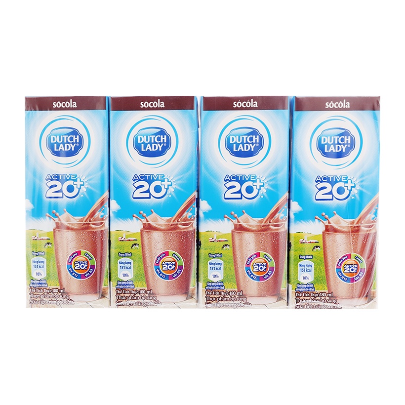 Sữa tươi tiệt trùng vị socola Active 20+ Dutch Lady 180ml hình 2