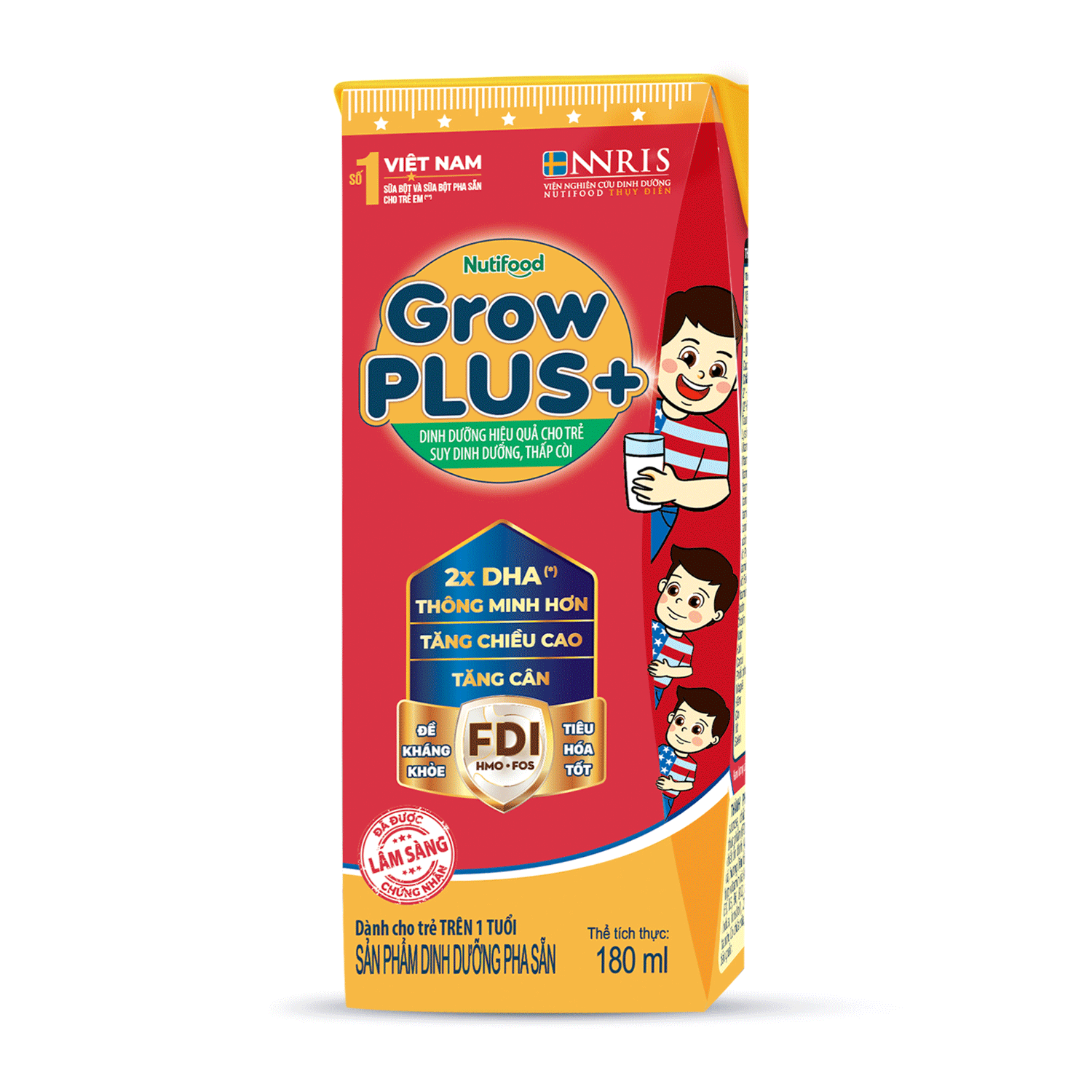 Sữa Uống Dinh Dưỡng Nutifood GrowPlus+ Đỏ (4x180ml) 1Y+ hình 1