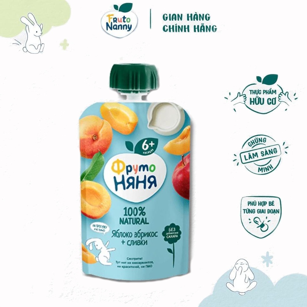 Trái cây nghiền, táo, mơ, kem, sữa nghiền Fruto 90g hình 2
