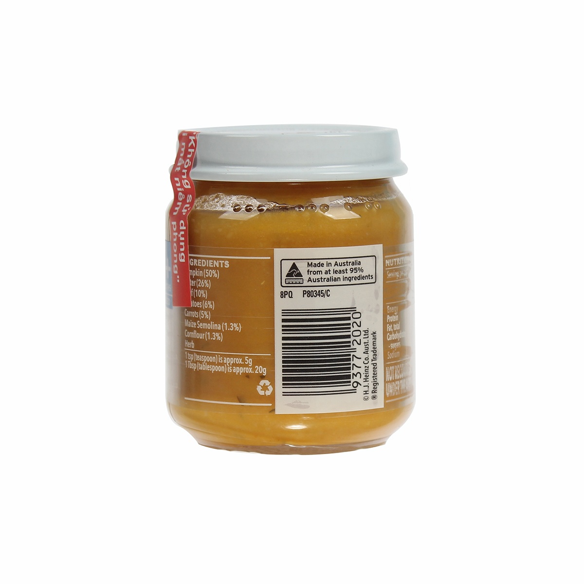 Dinh dưỡng đóng lọ Heinz Dinh dưỡng đóng lọ Heinz vị bí đỏ, khoai tây và bò nghiền 110g hình 2