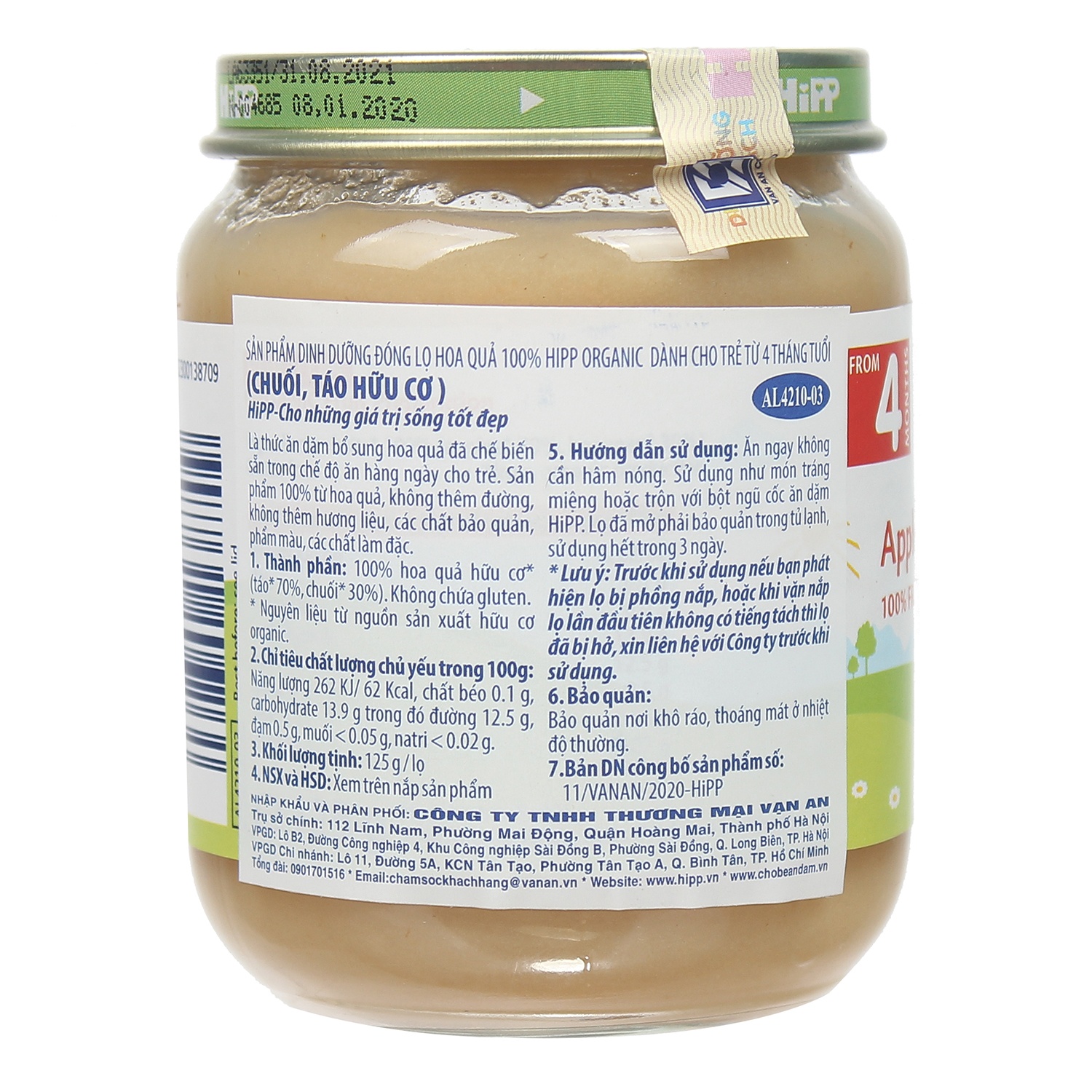 Dinh dưỡng đóng lọ HiPP chuối táo 4210 (125g) hình 2