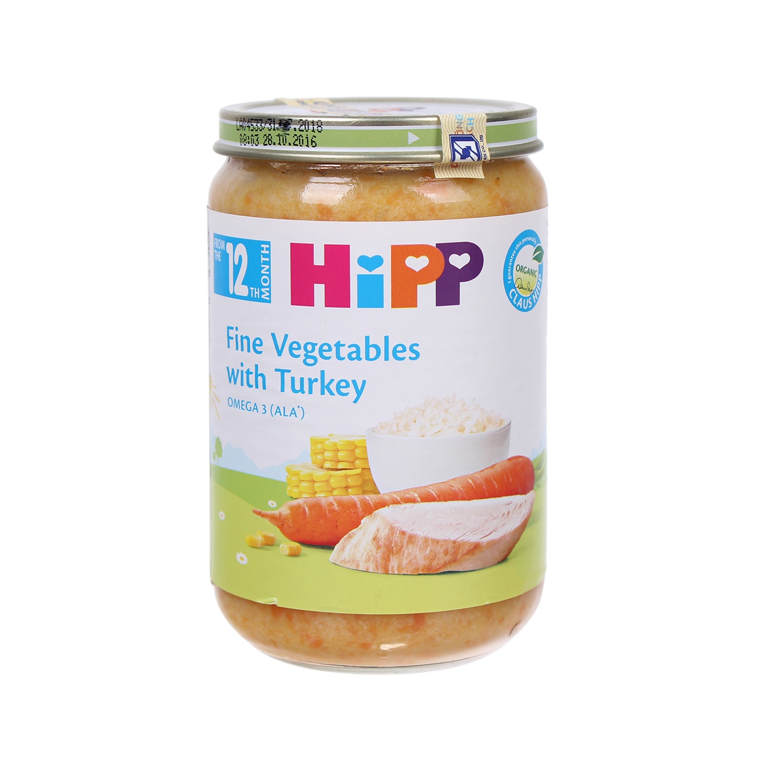 Dinh dưỡng đóng lọ Hipp Cơm nhuyễn, gà tây, rau tổng hợp 6813 220g hình 1