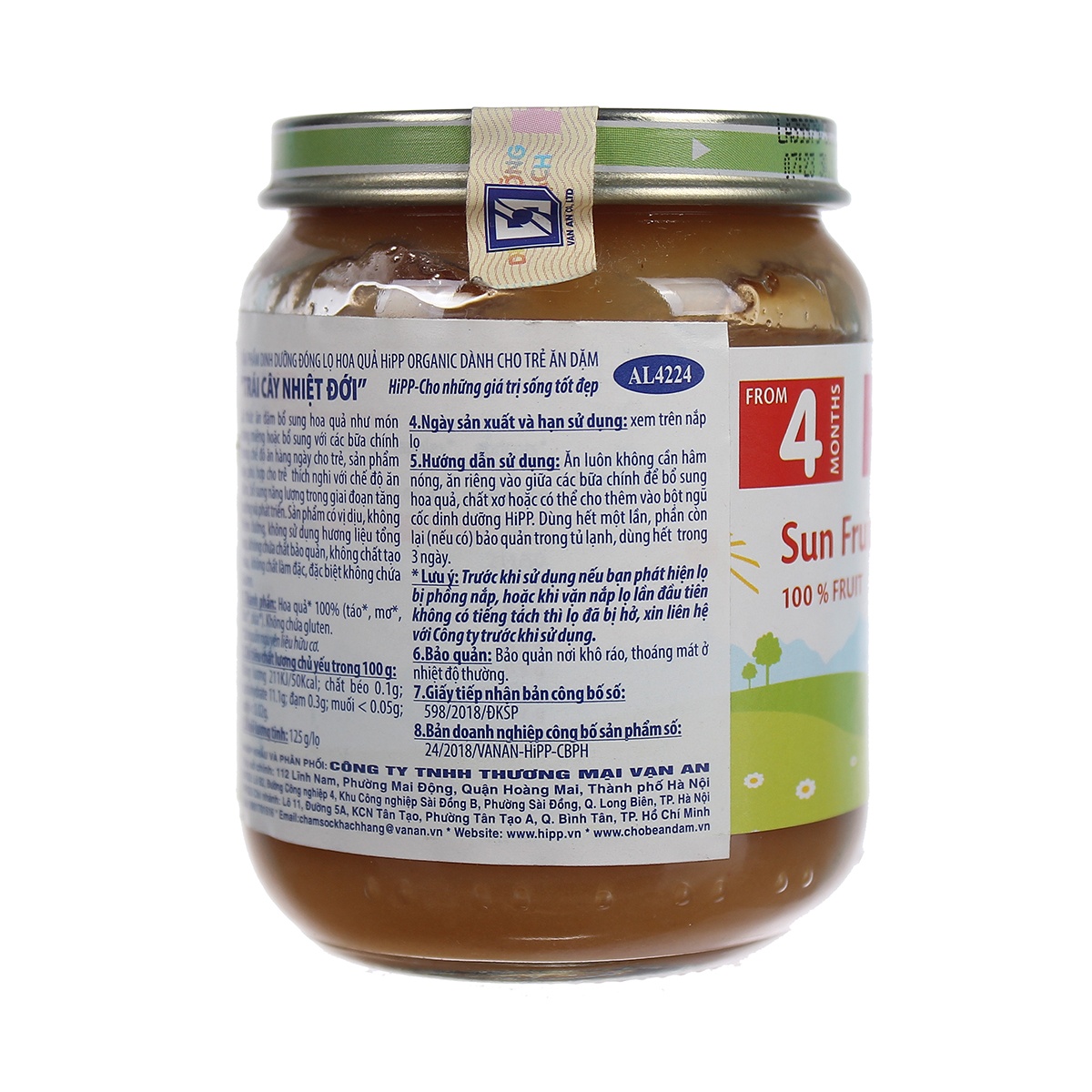 Dinh dưỡng đóng lọ HiPP trái cây nhiệt đới 125g 4224 dành cho bé trên 4 tháng tuổi Dinh dưỡng đóng lọ HiPP trái cây nhiệt đới 125g 4224 hình 3