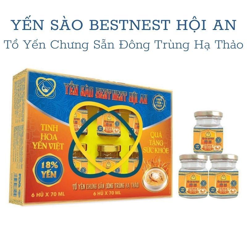 Tổ yến Bestnest Hội An chưng sẵn Đông Trùng Hạ Thảo Hộp 6x70ml hình 1