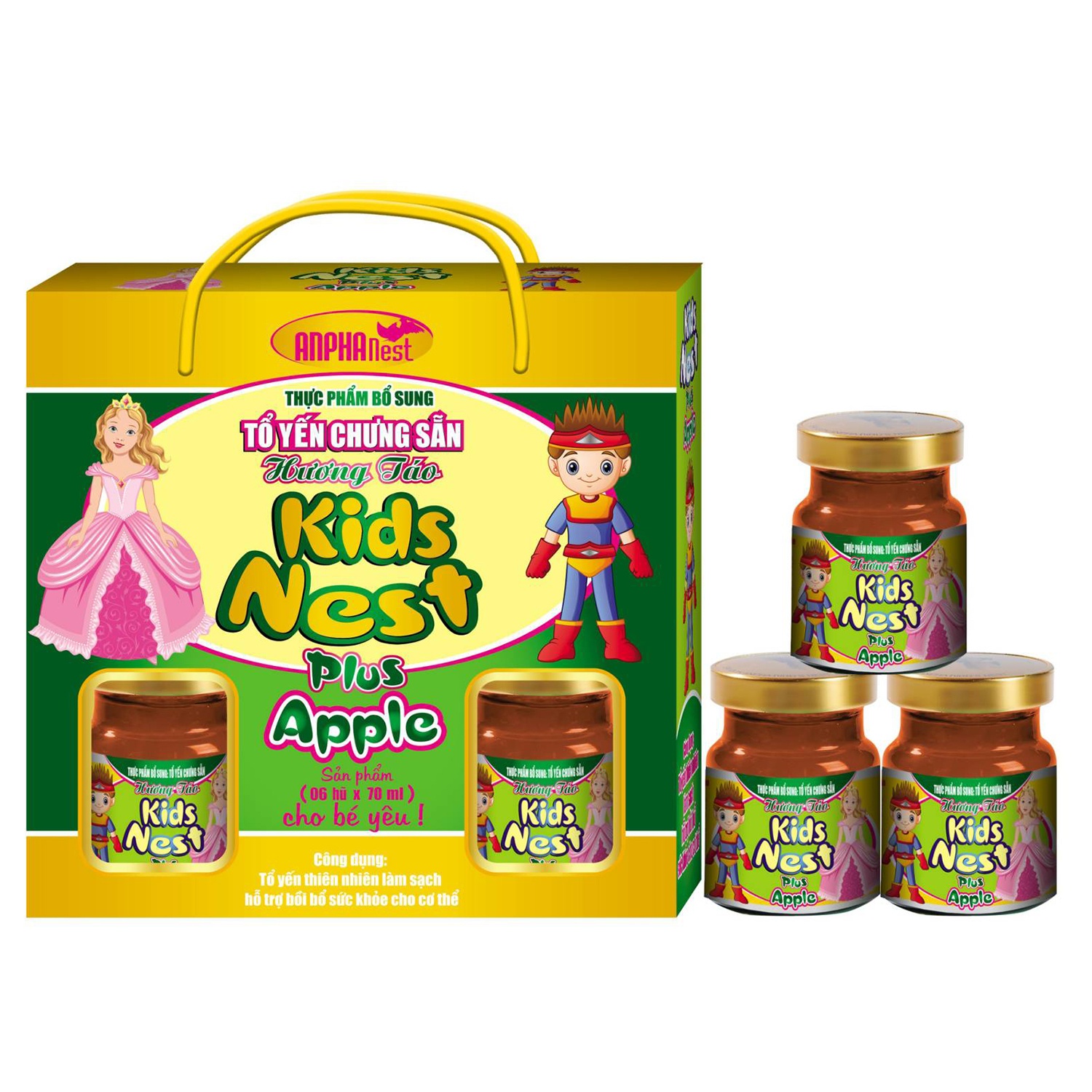 Tổ yến chưng sẵn Kids Nest Plus Apple 6x70ml 