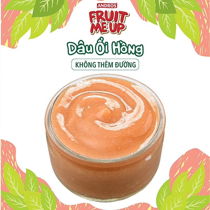 Trái cây nghiền nguyên chất Andros Fruit Me Up vị Dâu Ổi Hồng 90g hình 3