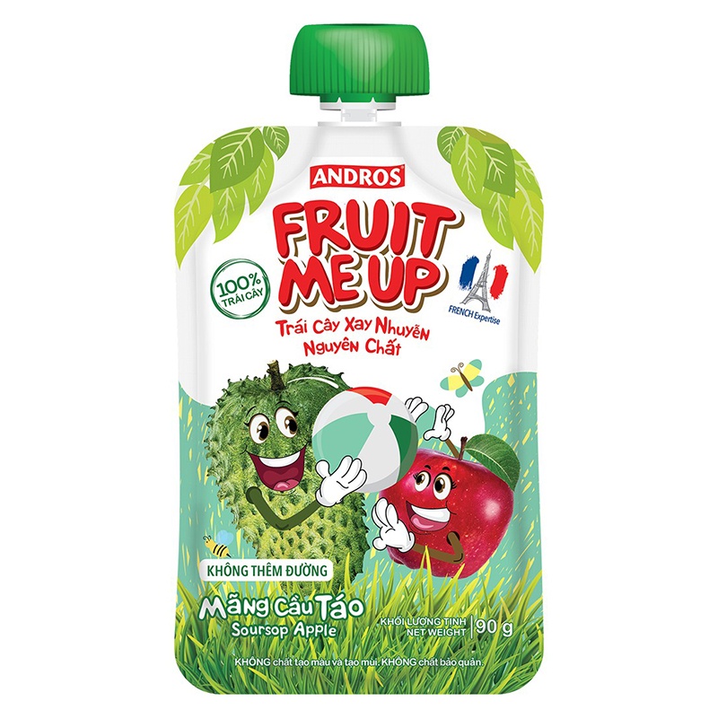Trái cây nghiền nguyên chất Andros Fruit Me Up vị Mãng Cầu Táo 90g hình 1