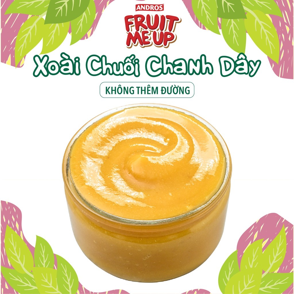 Trái cây nghiền nguyên chất Andros Fruit Me Up vị Xoài Chuối Chanh Dây 90g hình 3
