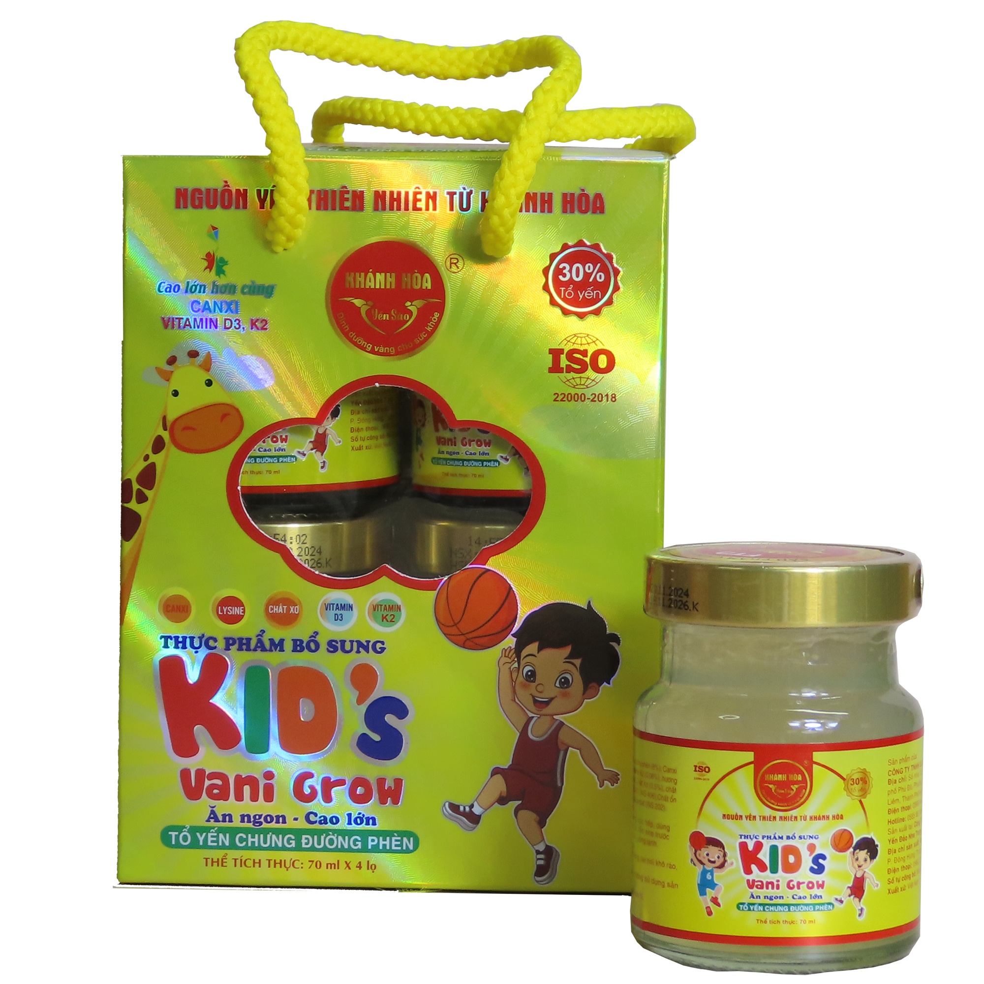 Yến sào Khánh Hòa Kids Vani Grow (D3k2 Canxi) 4x70ml hình 1