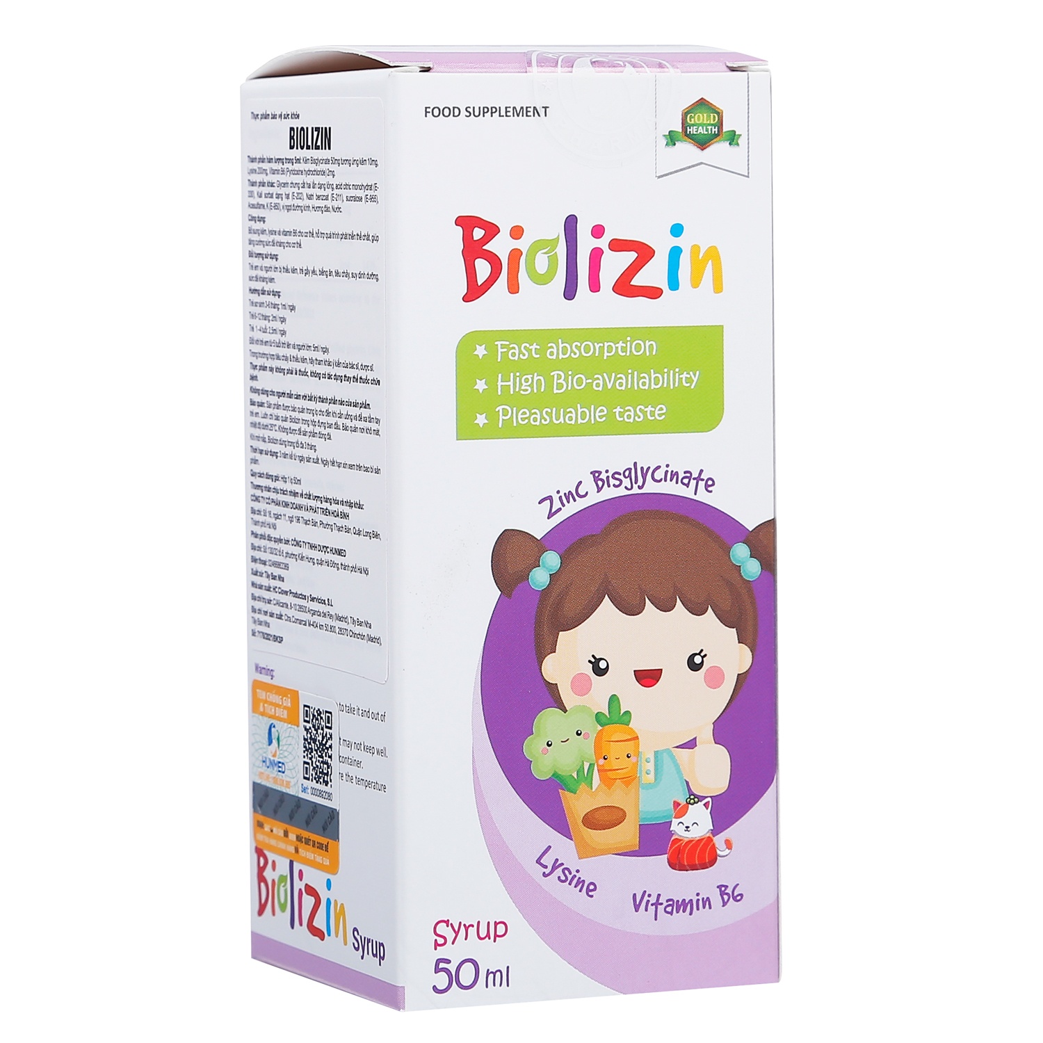 Kẽm Biolizin Amin 50ml cho bé trên 3 tháng tuổi hình 1