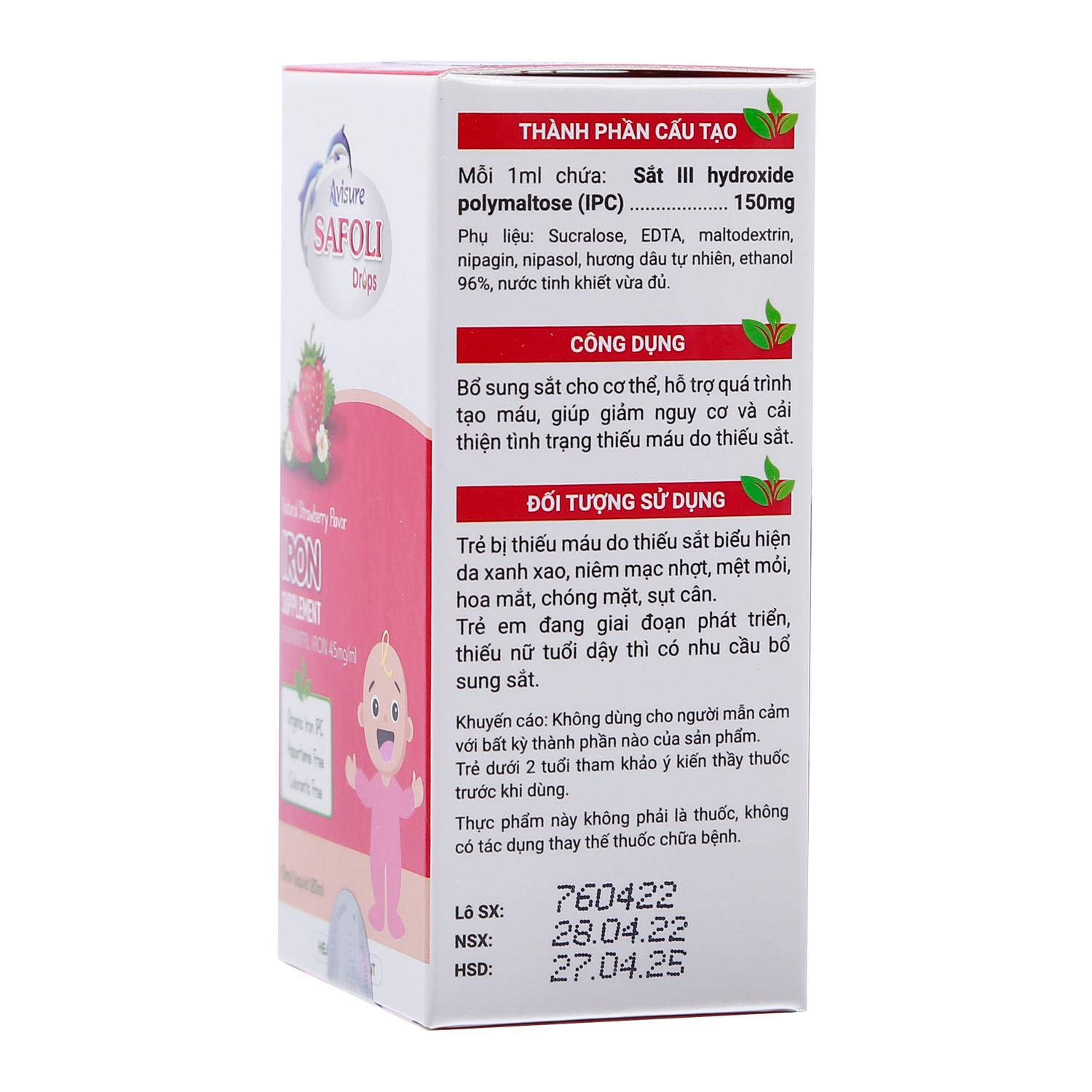 Siro bổ sung sắt - Avisure Safoli Drops 20ml hình 2
