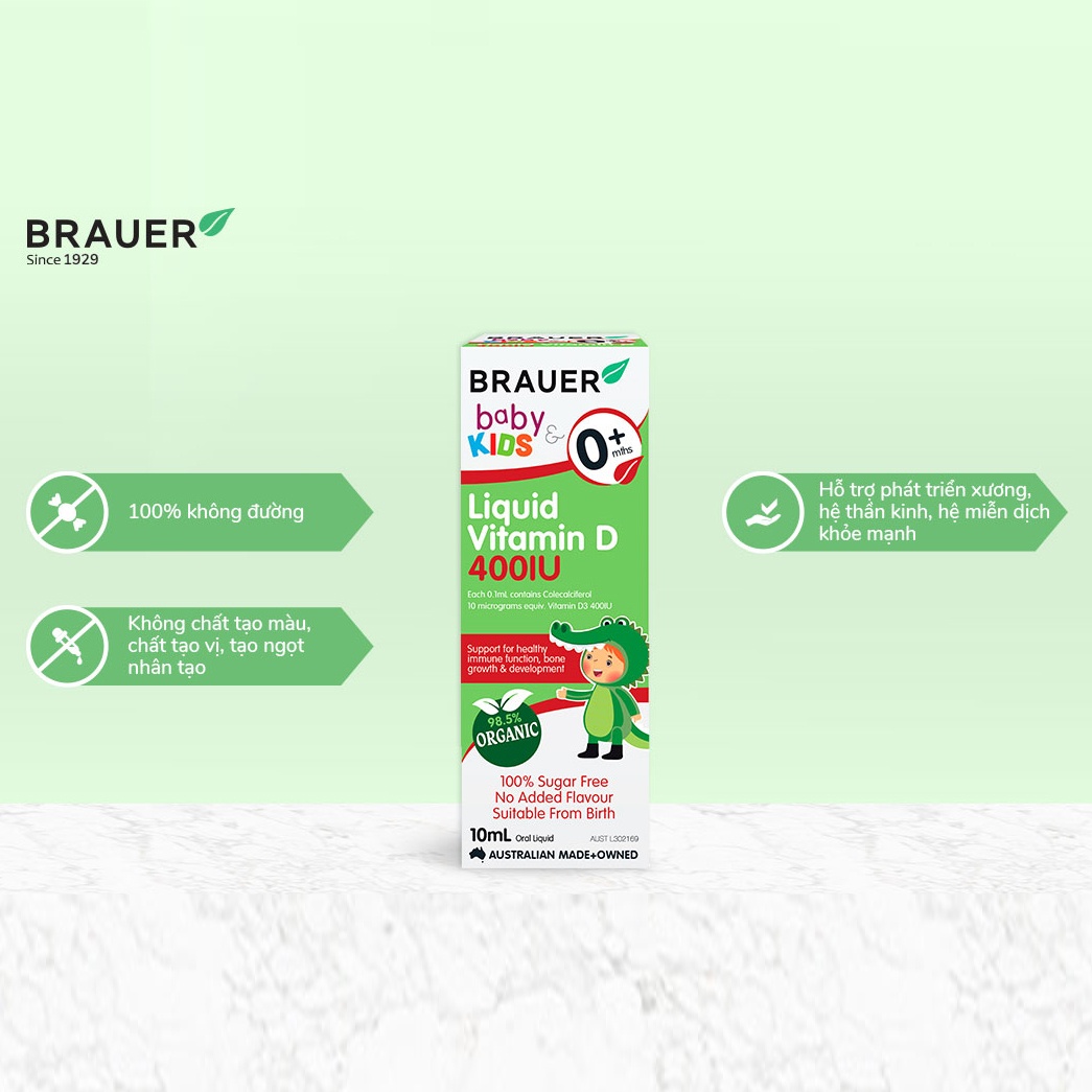 Liquid Vitamin D Brauer Baby & Kids 400IU 10ml hình 2