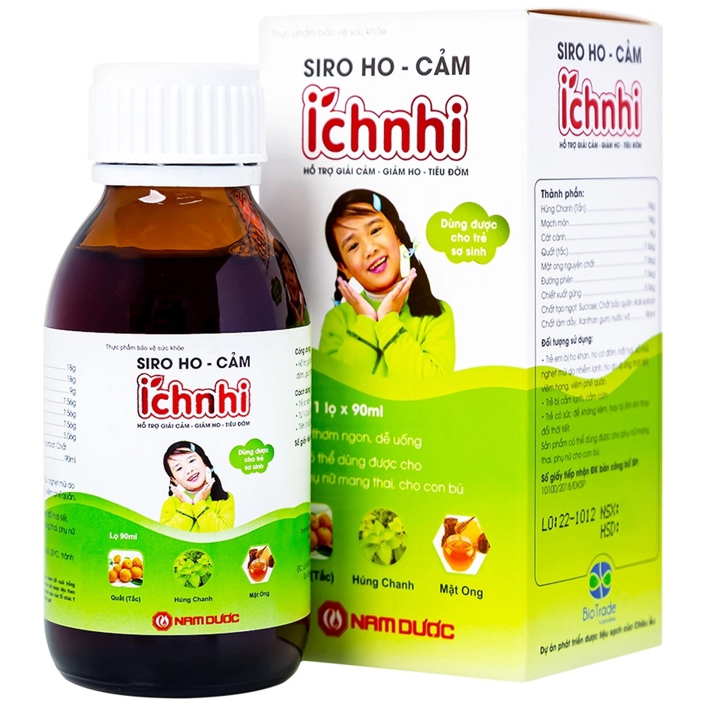 Siro ho cảm Ích Nhi hỗ trợ giảm ho, tăng đề kháng chai 90ml