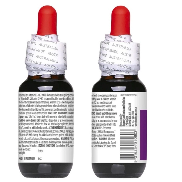 Siro Vitamin D3 K2 MK7 Healthy Care 25ml hình 3