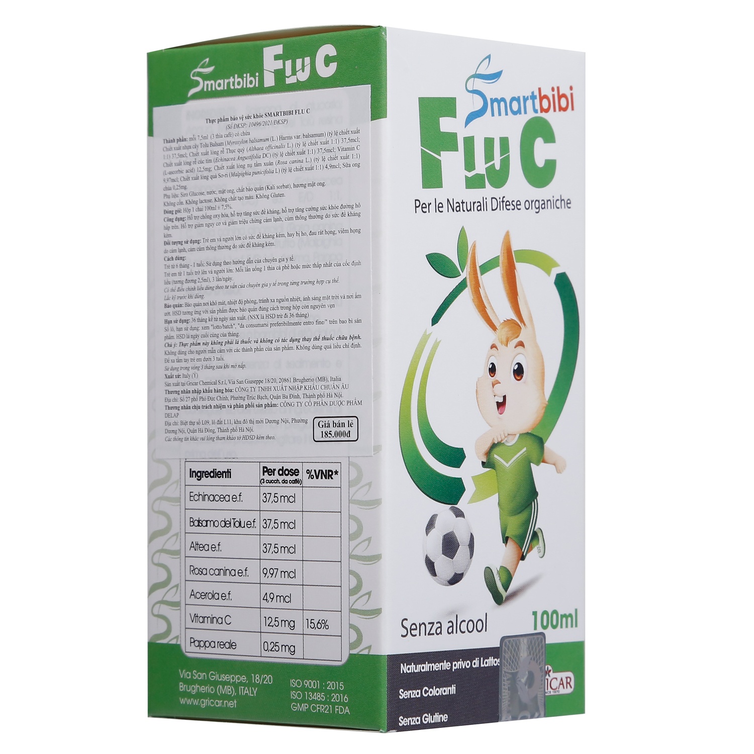 Thành phần Smartbibi FLU C - Siro cảm cúm 100ml (6M+)