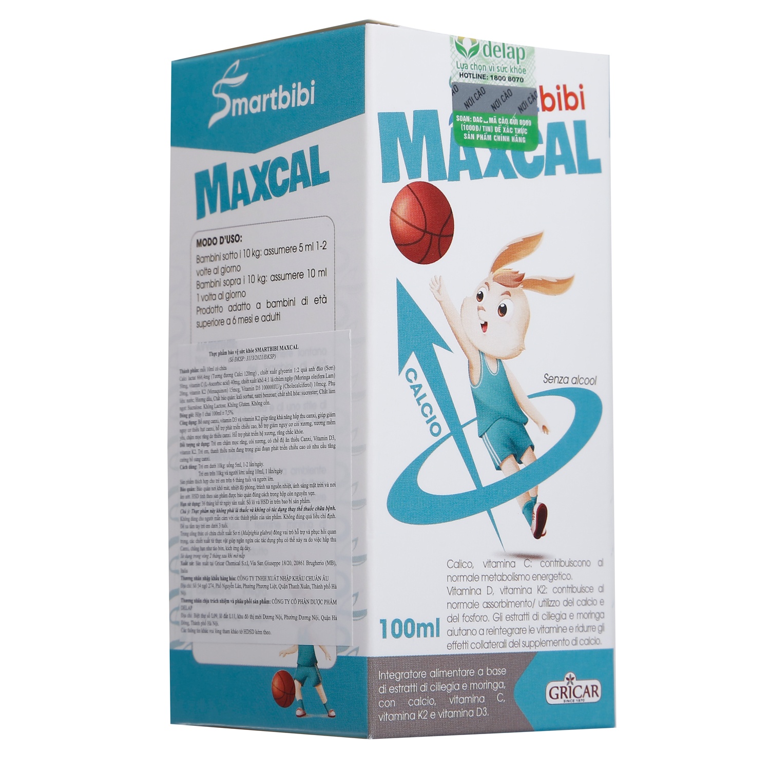 Thành phần Smartbibi Maxcal - Hỗ trợ xương 100ml (6M+)