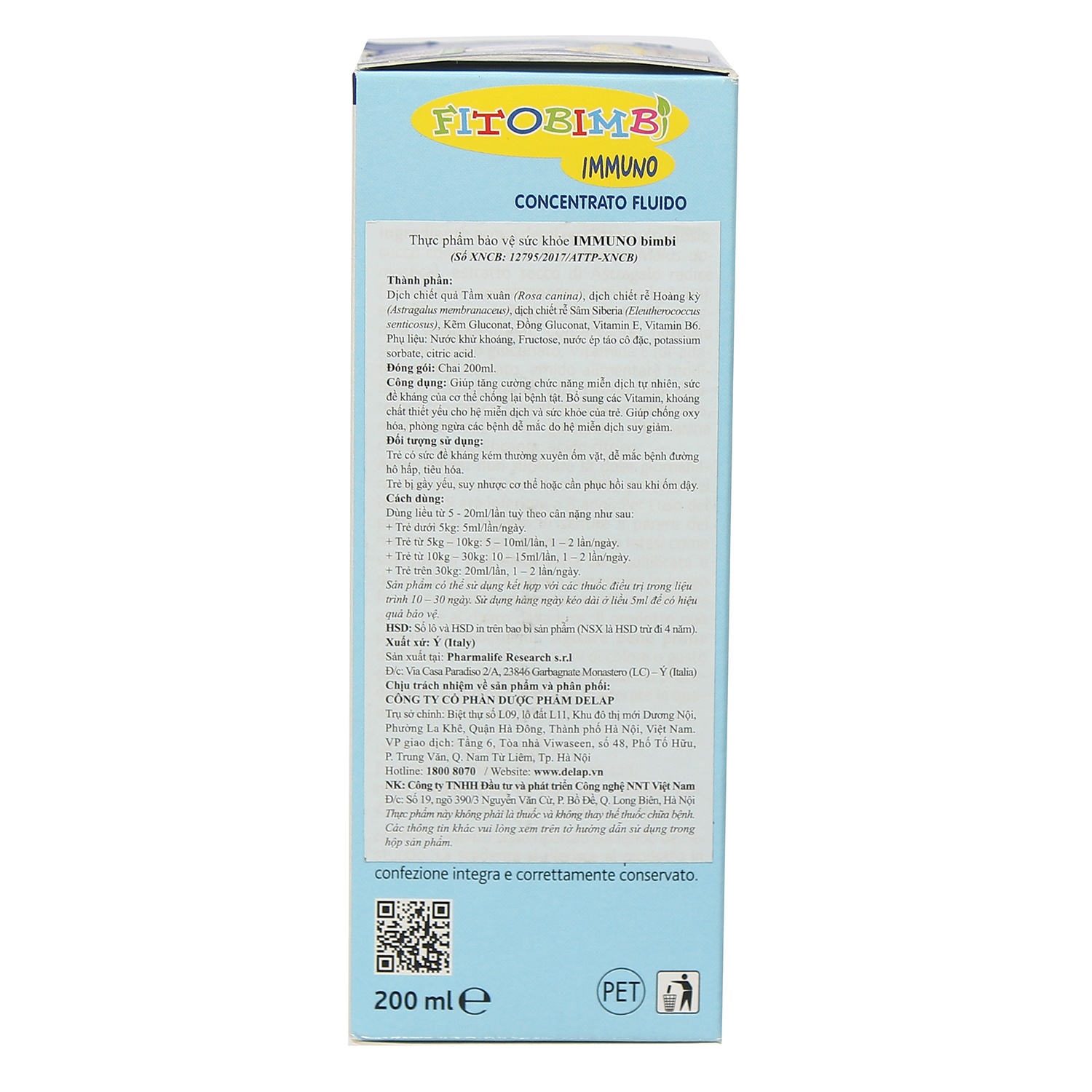 Thực phẩm siro Immuno Bimbi 200ml hình 2