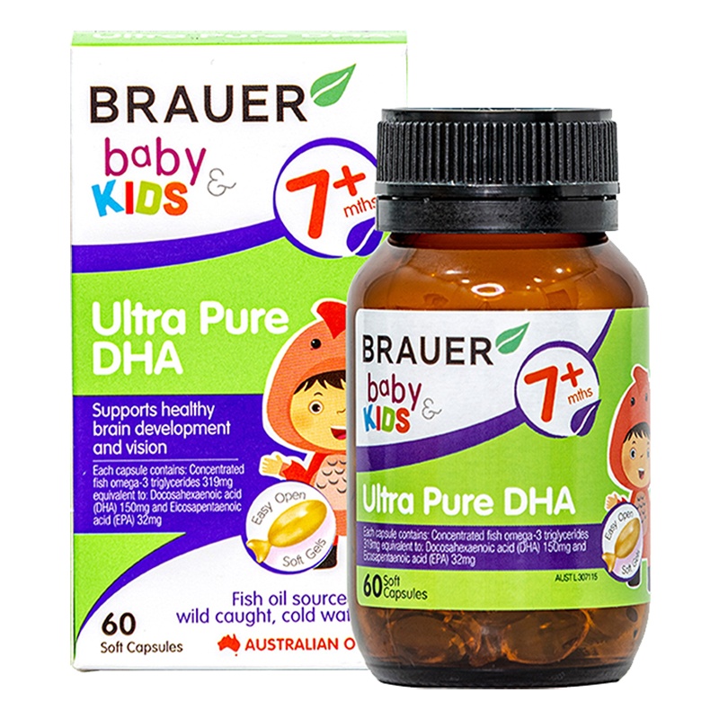 Viên nang Brauer bổ sung dầu cá, DHA cho trẻ Ultra Pure DHA 60 Viên hình 1