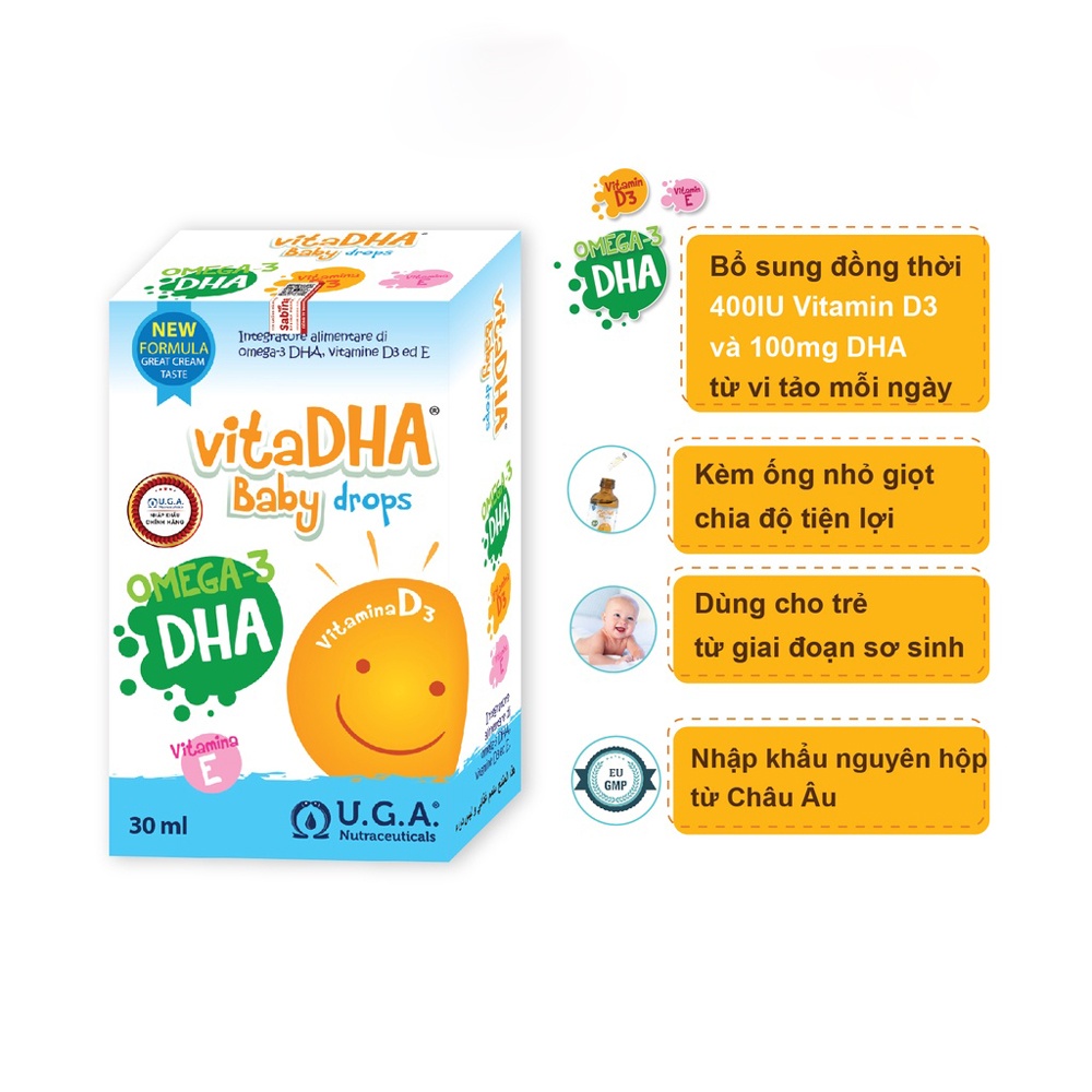 Thực phẩm bảo vệ sức khoẻ VitaDHA Baby Drops - DHA & D3 cho trẻ nhỏ 30ml hình 2