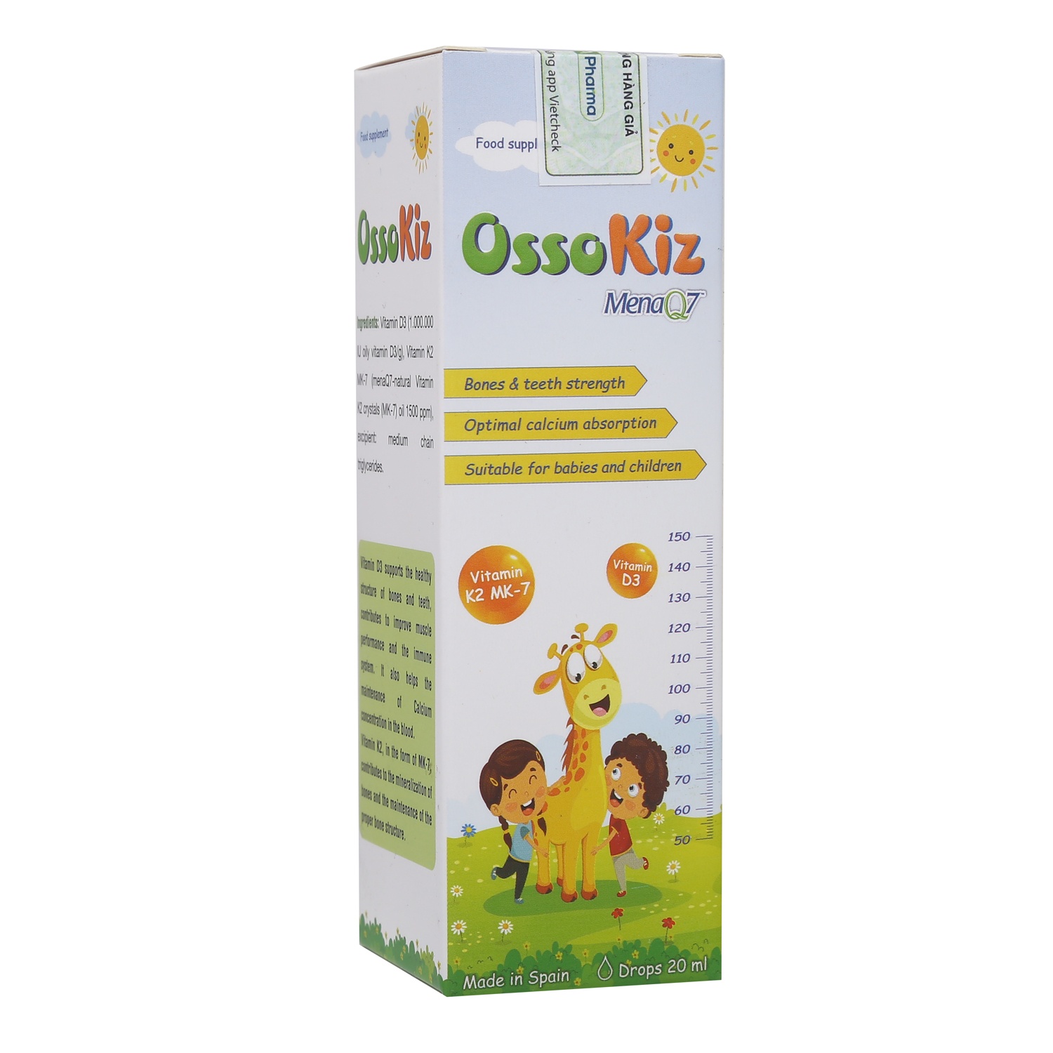 Vitamin D3K2 MK7 Ossokiz 20ml hình 1