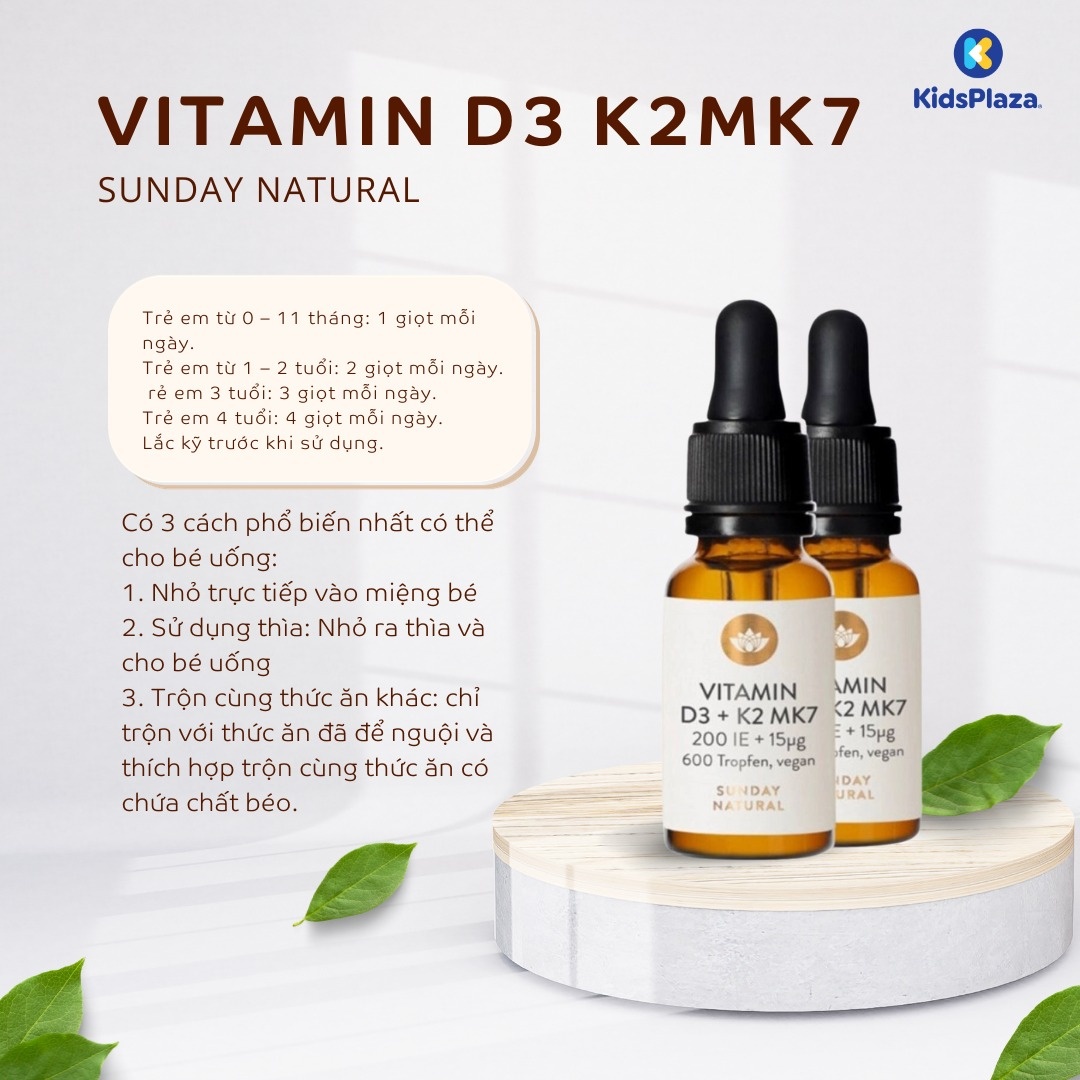 Vitamin D3K2 MK7 Sunday Natural 20ml của Đức hình 5