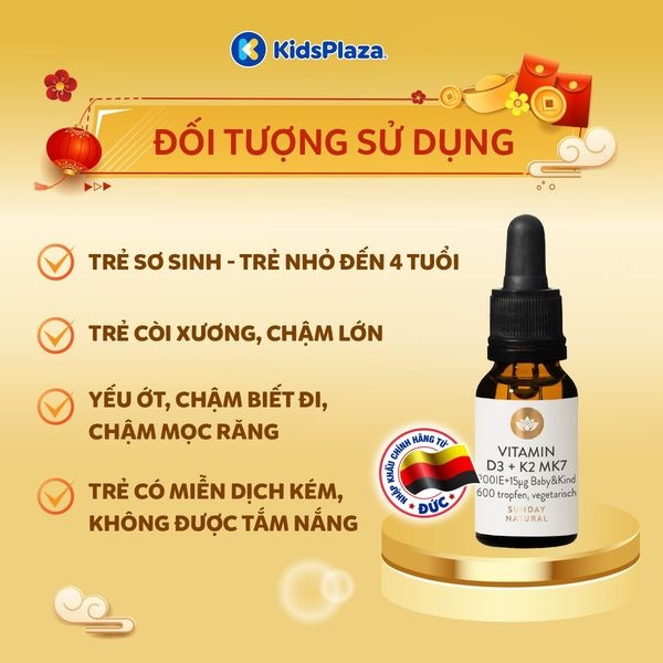 Vitamin D3K2 MK7 Sunday Natural 20ml của Đức hình 4